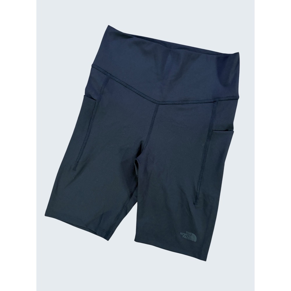 The North Face Women's L High Rise Biker Shorts Black Pockets